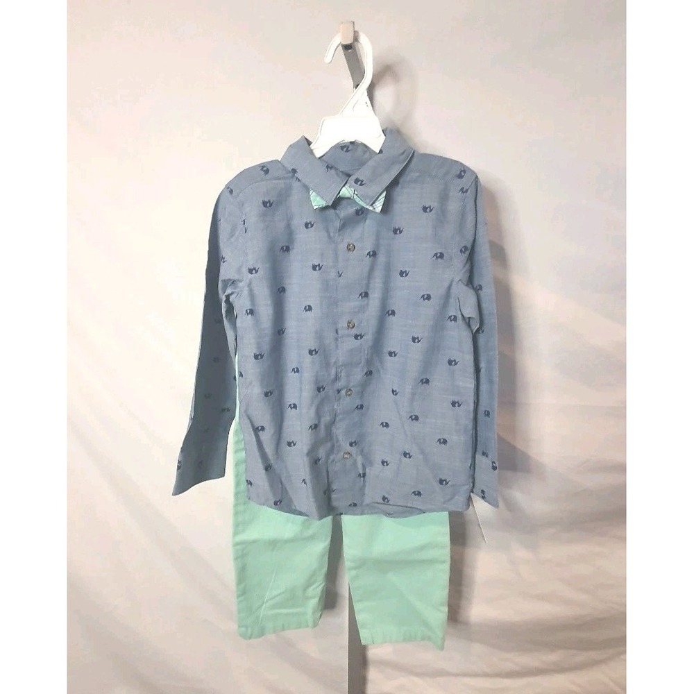 Just One You Carter's Toddler Boys 5T Elephant Shirt‎ Bow Tie Mint Pants Easter